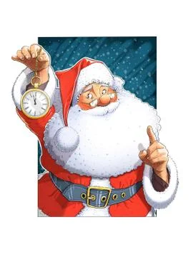 Santa Claus with clock Stock Illustration