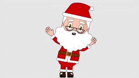 Santa Claus Confused Animation Character Talking Head Loop Alpha Cartoon Avatar Stock Footage 240026257