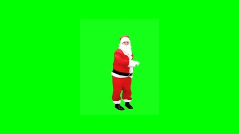 Santa Claus dancing and posing on a green background. Chromakey object. 4K Stock Footage 202158661