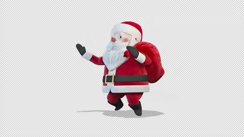 Santa Claus dancing a funny dance around him with a bag of gifts 库存影片 165024756