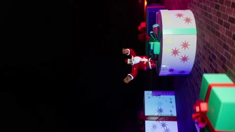 Santa claus dancing on the gift box present rotation camera animation christ Stock Footage 218266538