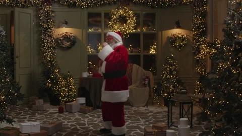 Santa Claus Is Dancing Outside Stock Footage 220153884