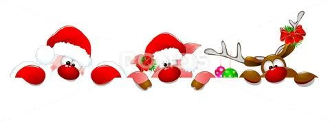 Santa Claus, deer and piglet Stock Illustration