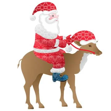 Santa Claus on a deer. Stock Illustration