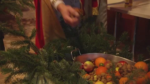 Santa Claus distributes sweets Stock Footage 295363281