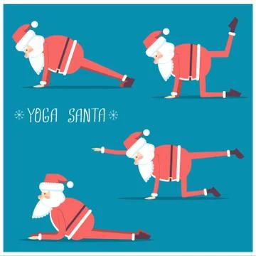 Santa claus doing yoga. Vector isolated illustration for design Stock Illustration