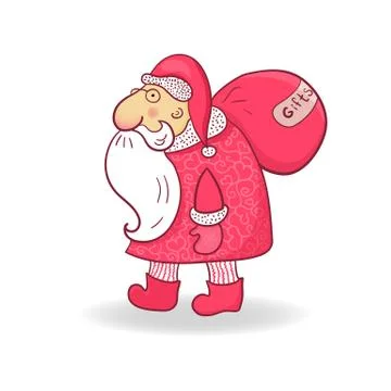 Santa claus in doodle style, vector illustration on christmas theme Stock Illustration