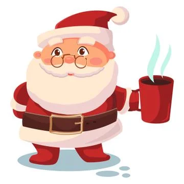 Santa Claus drinks coffee vector illistration. Stock Illustration