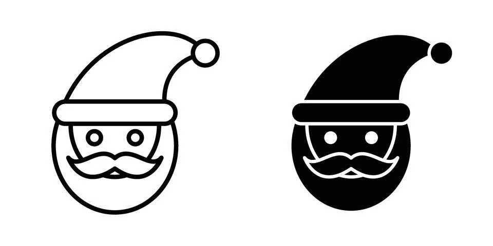 Santa claus face icon vector concepts, line and silhouette style Stock Illustration