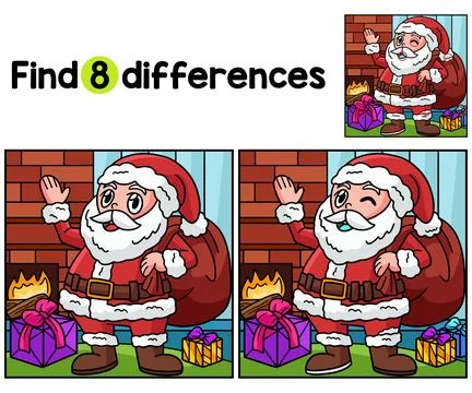 Santa Claus Find The Differences Stock Illustration