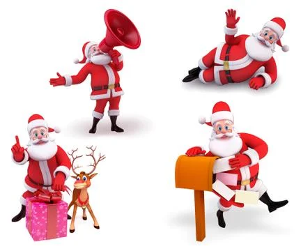 Santa claus in four different pose Stock Illustration