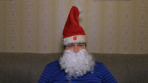 Santa Claus in a fun Hat Stock Footage 89659637