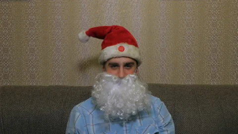 Santa Claus in a fun Hat Stock Footage 89662119