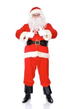 Santa Claus gesticulate while standing straight, isolated over white background 스톡 사진