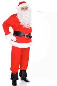 Santa Claus gesticulate while standing straight, isolated over white background Stock Photos