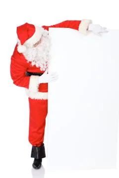 Santa Claus gesticulate while standing straight, isolated over white background Stock Photos