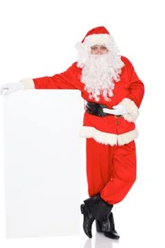 Santa Claus gesticulate while standing straight, isolated over white background Stock Photos