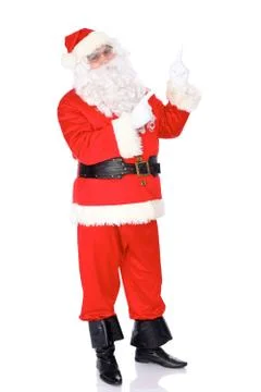 Santa Claus gesticulate while standing straight, isolated over white background Stock Photos