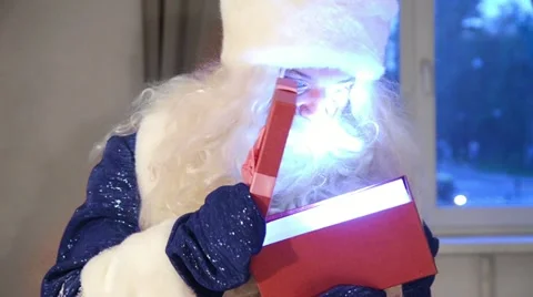 Santa claus with gift box Stock Footage 12247293