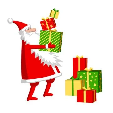 Santa Claus with gift boxes. Illustrazione stock