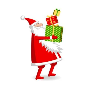 Santa Claus with gift boxes. Stock Illustration
