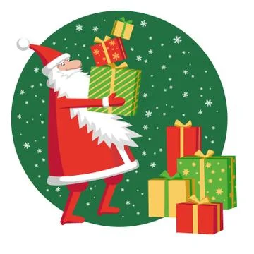 Santa Claus with gift boxes. Stock Illustration