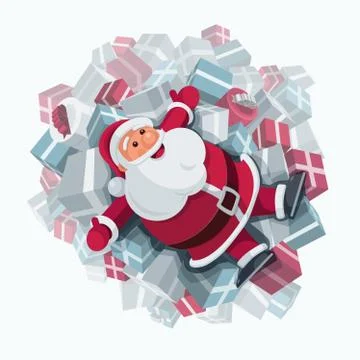 Santa Claus on gift boxes Stock Illustration