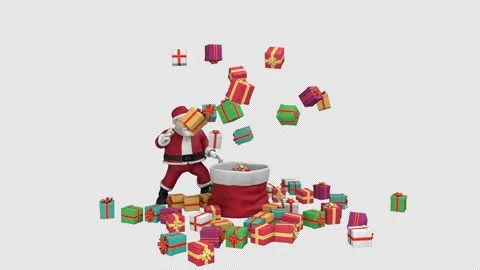 Santa claus gift boxes magic - 3d render looped with alpha channel. Stock Footage 167537286