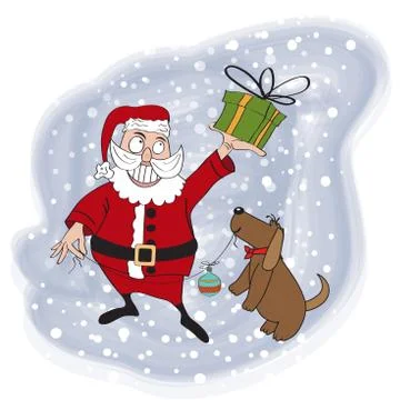 Santa claus with gift Stock Illustration