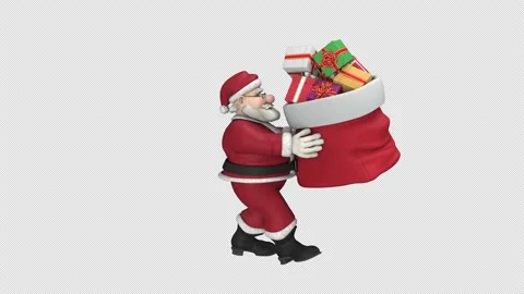 Santa Claus with gifts - 3d render looped with alpha channel. Stock Footage 201502364