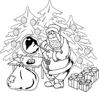 Santa Claus with globe Stock Illustration