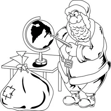Santa Claus with globe Stock Illustration