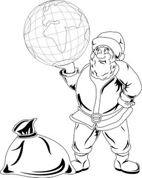 Santa Claus with globe Stock Illustration