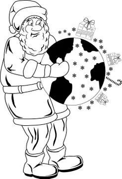 Santa Claus with globe Stock Illustration