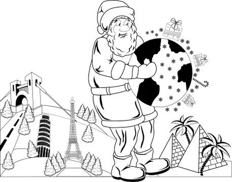 Santa Claus with globe Stock Illustration