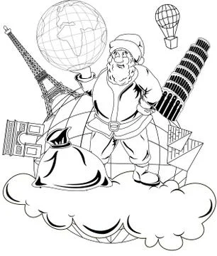 Santa Claus with globe Stock Illustration