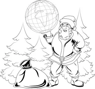 Santa Claus with globe Stock Illustration