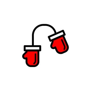 Santa Claus gloves flat icon. Christmas and New Year concept. Vector on isola Stock Illustration