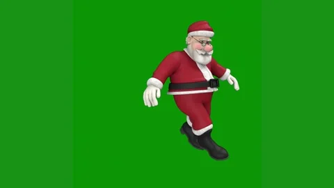 Santa claus green screen background running clause dancing animated chromakey Stock Footage 314064607