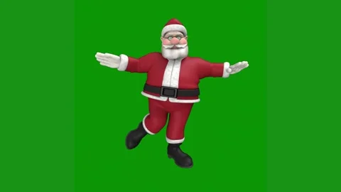 Santa claus green screen background man dressed as is dancing clause running Stock Footage 314064672