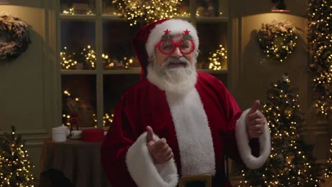 Santa Claus Has Fun In Winter Backyard Stock Footage 220153079