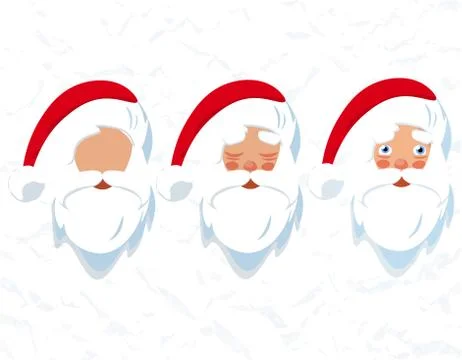Santa Claus hat and beard. Drawing of a head. illustration Stock Illustration