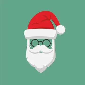 Santa Claus hat and beard template icon isolated on white background. Vector  Stock Illustration