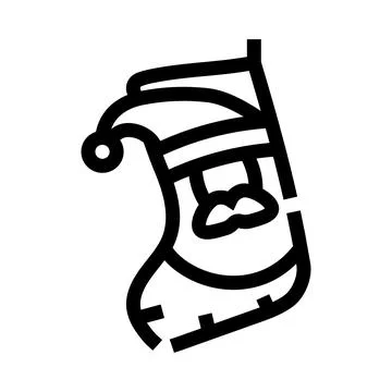 Santa claus hat and beard outline icon Stock Illustration
