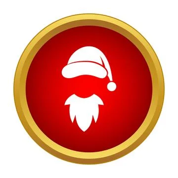 Santa claus hat and beard christmas icon button Stock Illustration