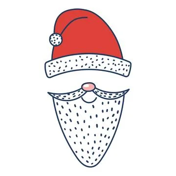 Santa Claus hat, beard isolated Stock Illustration