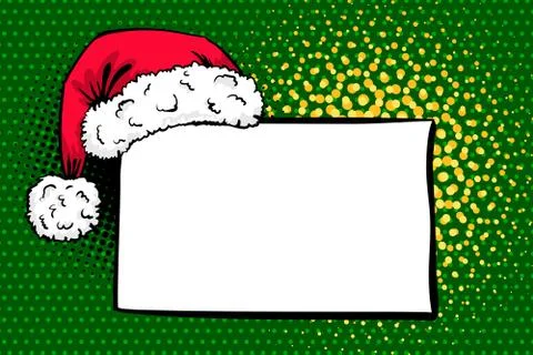 Santa Claus hat on empty poster for your offer. Stock Illustration