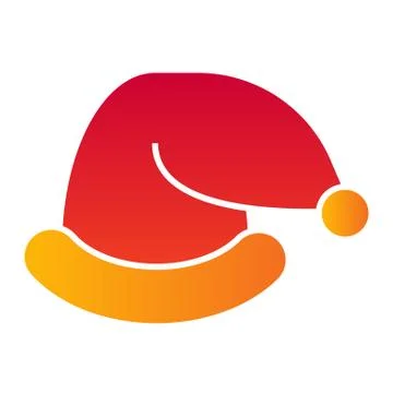 Santa Claus hat flat icon. Conical fur cap symbol, gradient style pictogram on Stock Illustration