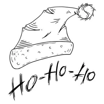 Santa Claus hat icon. Vector illustration of Santa hat. Hand drawn Christmas  Stock Illustration
