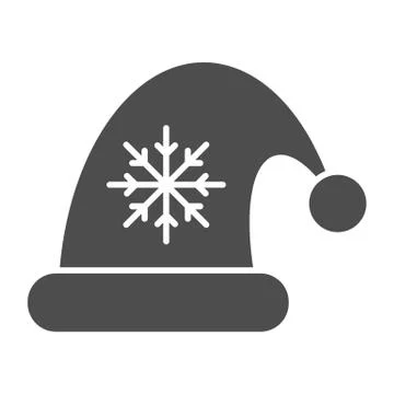 Santa claus hat solid icon. Christmas hat with snoflake vector illustration Stock Illustration